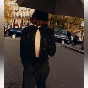 NWT Zara Open Back Glitter Sweater